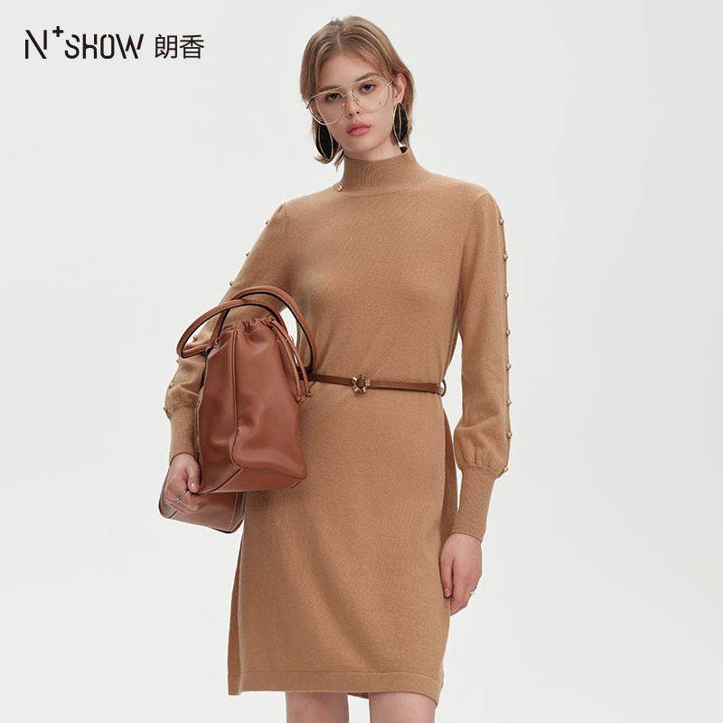 NOWSHOW朗香冬季新品驼色半高领腰带羊毛连衣裙244035,女装/女士精品,连衣裙,淘宝优惠券,粉丝福利购,淘宝优惠卷