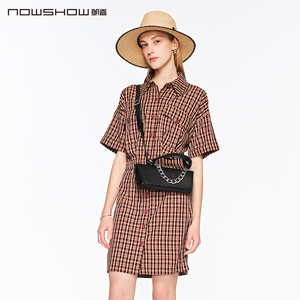 NOWSHOW朗香夏季新品复古色织格纹学院风衬衫连衣裙222079