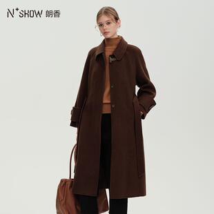 NOWSHOW朗香冬新品 饰双面羊毛大衣244084 咖色时髦牛角扣装