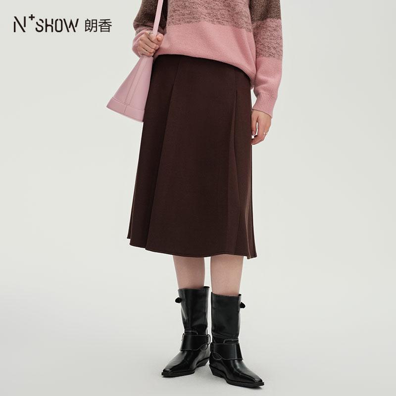 朗香新款秋季不规则掐褶半裙