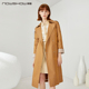 朗香咖色袖 口条纹翻边风衣201105