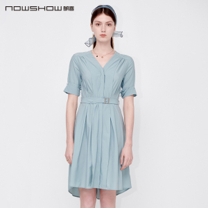 NOWSHOW朗香水蓝绿色大摆连衣裙212173