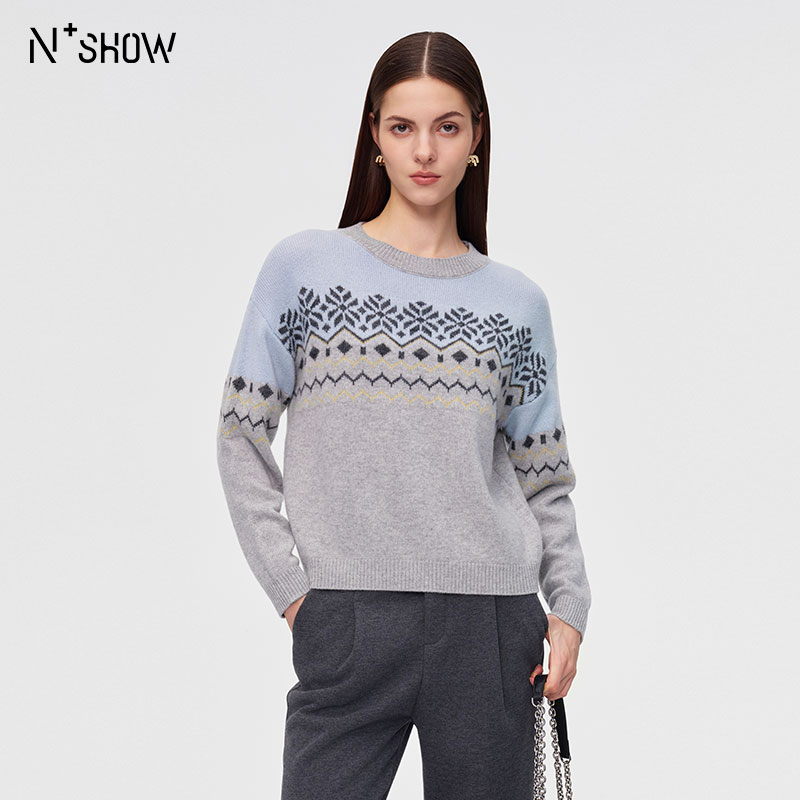 朗香25冬季新品提花圆领毛衫