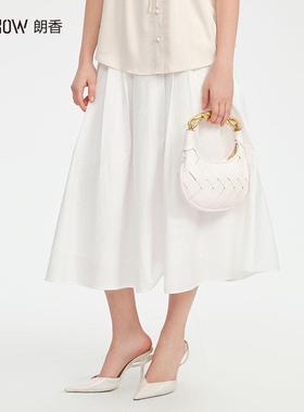 NOWSHOW朗香春季新品白色中长半身裙251014