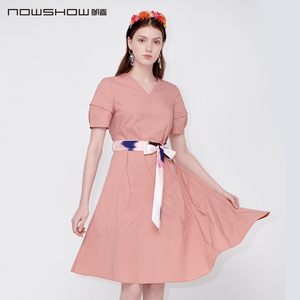 NOWSHOW朗香粉色抽褶连衣裙212155