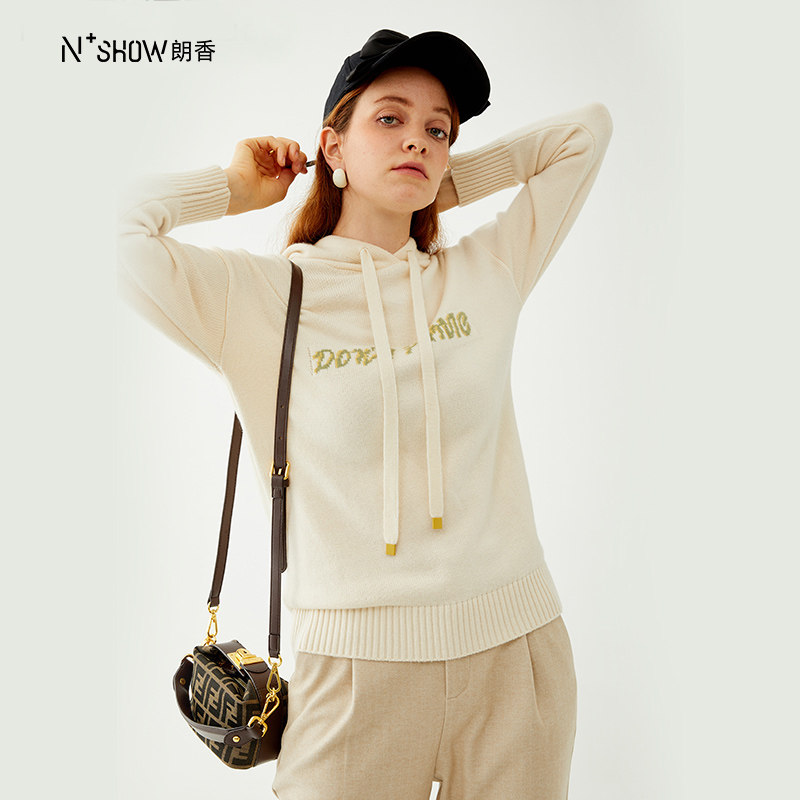 NOWSHOW朗香秋冬新品连帽字母刺绣套头衫224051,女装/女士精品,毛衣,淘宝优惠券,粉丝福利购,淘宝优惠卷