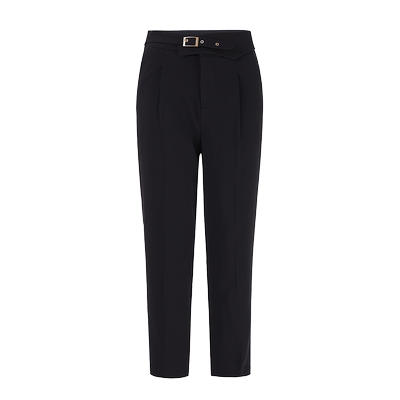 朗香黑色腰头日形环直筒裤