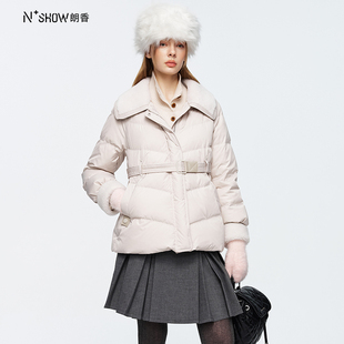 羽绒服254087 甜美气质拼接翻领X型中长款 NOWSHOW朗香25冬季 新品