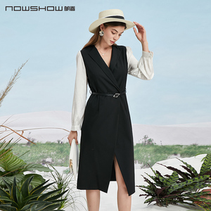 无腰带NOWSHOW朗香蕾丝拼接连衣裙(下身有一个黑色半裙)211047