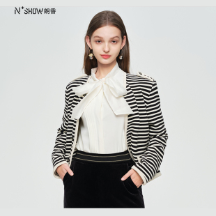 NOWSHOW朗香春季新品条纹小香风短版外套241074