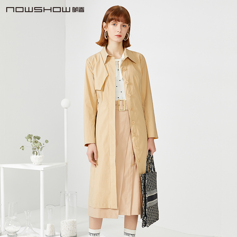 nowshow朗香卡其色撞色连衣裙