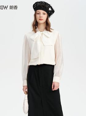 NOWSHOW朗香春季新品米色蝴蝶结衬衫251027