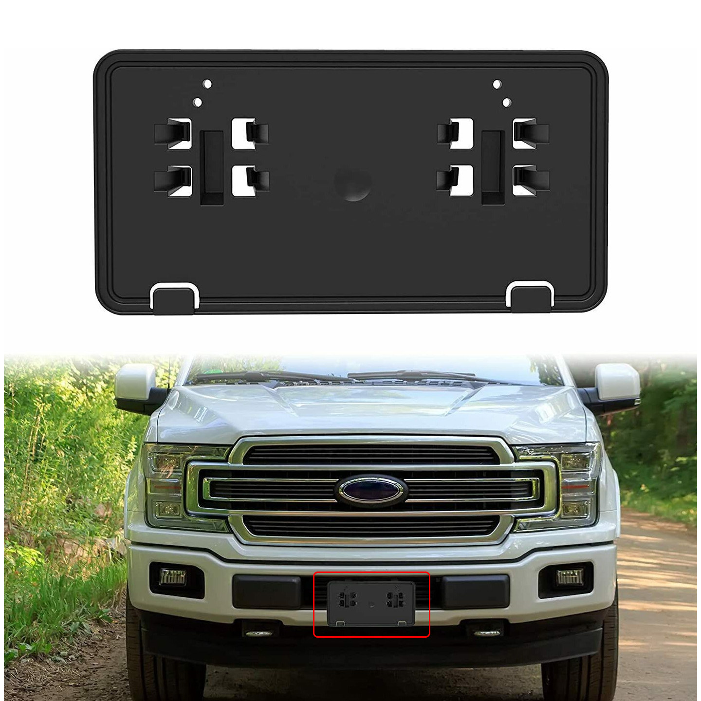 适用于18-20款福特猛禽 保险杠牌照板安装支架前杠护板支架外饰