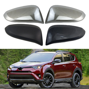 适用于13-19款丰田RAV4 XA40 倒车镜盖电镀后视镜外壳碳纤纹雨挡