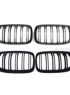 适用于09-12年宝马3系E90 E91改装黑色双线中网进气格栅前脸配件
