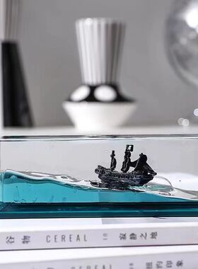 高级黑珍珠号感小众瓶毕业中船礼物漂流瓶流体摆件装饰品电脑桌