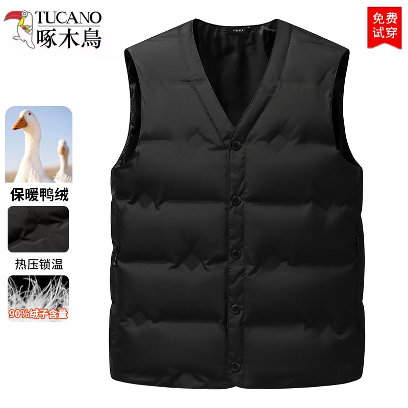 啄木鸟冬季新款中年人羽绒马甲