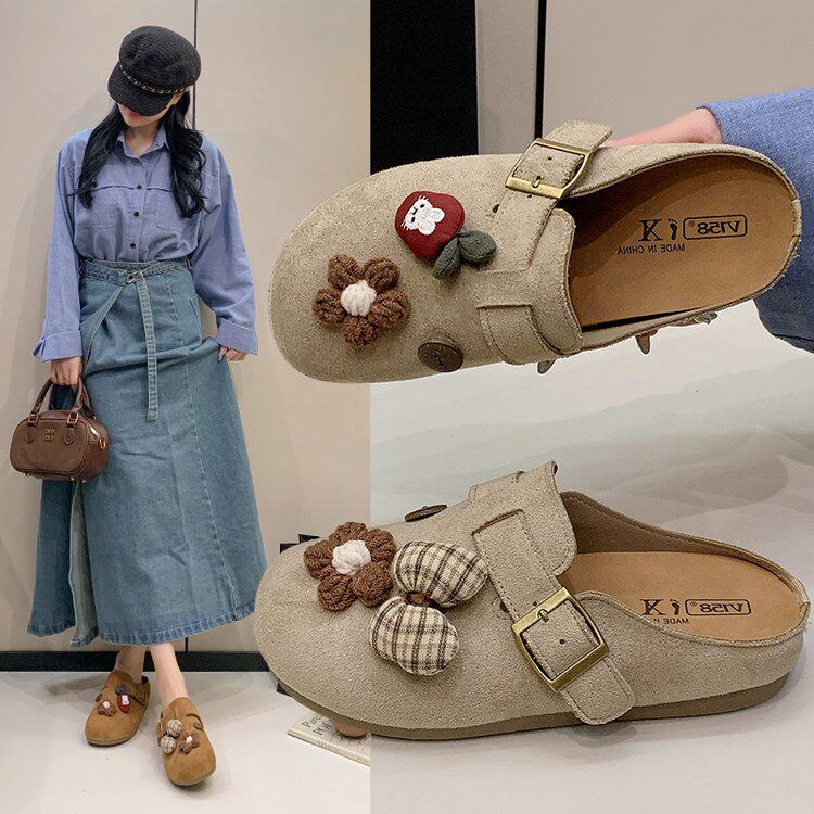 2026新款厚底内增高勃肯鞋女外穿半拖懒人一脚蹬可爱爆款包头凉拖