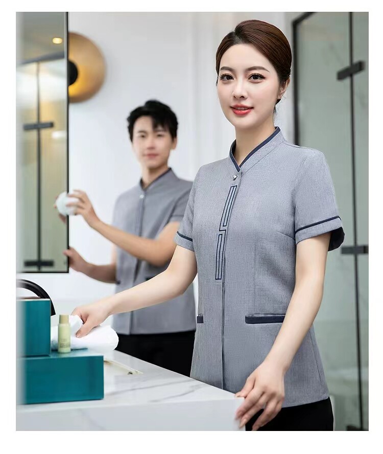 男女同款保洁工作服短袖女夏装医院物业小区客房清洁阿姨麻料工衣