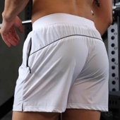 深蹲训练瑜伽裤 拉链口袋GYM夏季 男 男短裤 修身 男士 速干健身运动裤