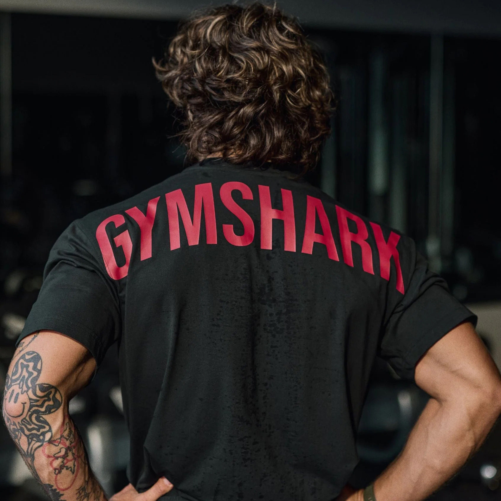 Gymshark联名克里斯健美运动休闲落肩宽松t恤男短袖健身训练上衣T