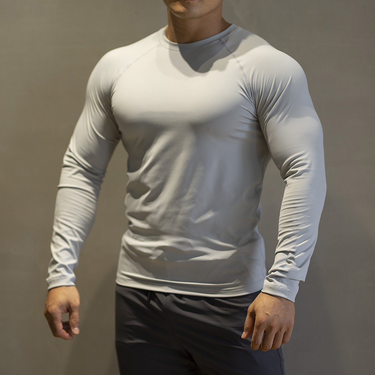 肌肉显壮大男士打底衣服休闲运动健身训练紧身衣弹力速干汗衫长袖