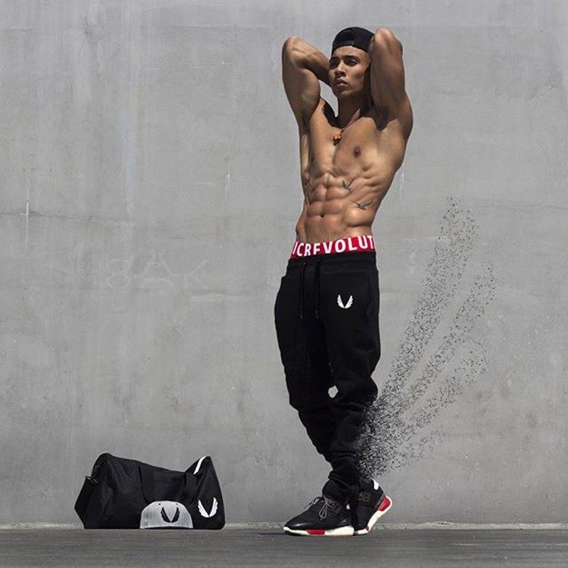 春季篮球跑步运动裤男长裤肌肉兄弟gym健身训练卫裤修身小脚纯棉|msdalam kategori Pakaian Lelaki, seluar santai - dari Buy2taobao.com untuk memberikan perkhidmatan ejen Taobao profesional membeli