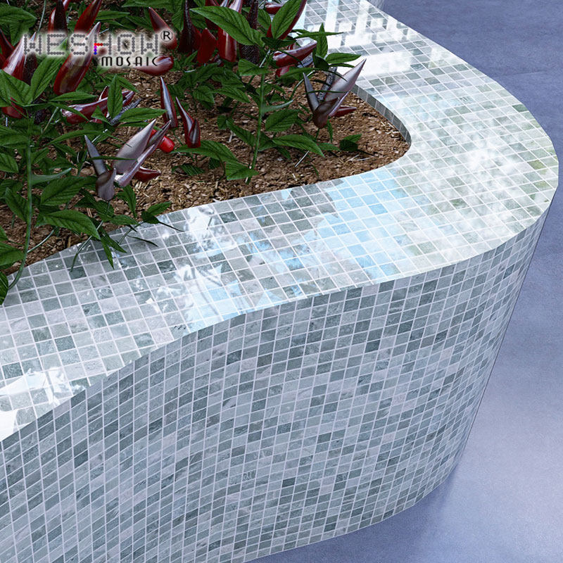 户外花坛花池马赛克瓷砖庭院院子水池花台防滑小瓷砖可弯曲贴弧形