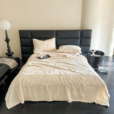 2024新款塔芙绒纯色提花多功能毛毯床单春秋宿舍午睡毯盖毯四季毯