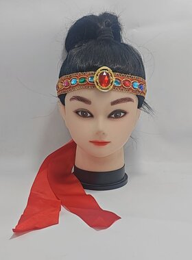 打鼓头巾民族舞秧歌舞通用威风锣鼓队头巾均码新款打鼓头饰头戴式