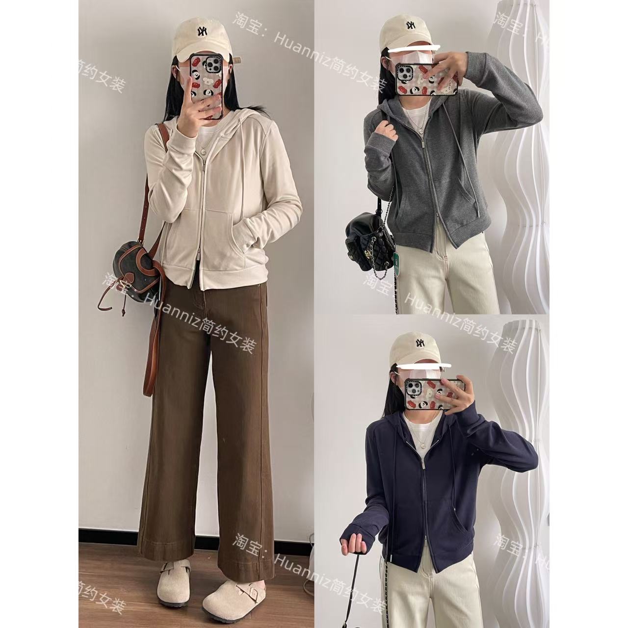 秋季磨毛双拉链正肩短款卫衣