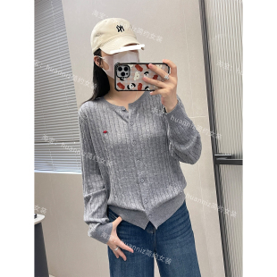 开衫 单排扣短款 休闲通勤薄毛衣女 圆领长袖 老钱风麻花细羊毛针织衫