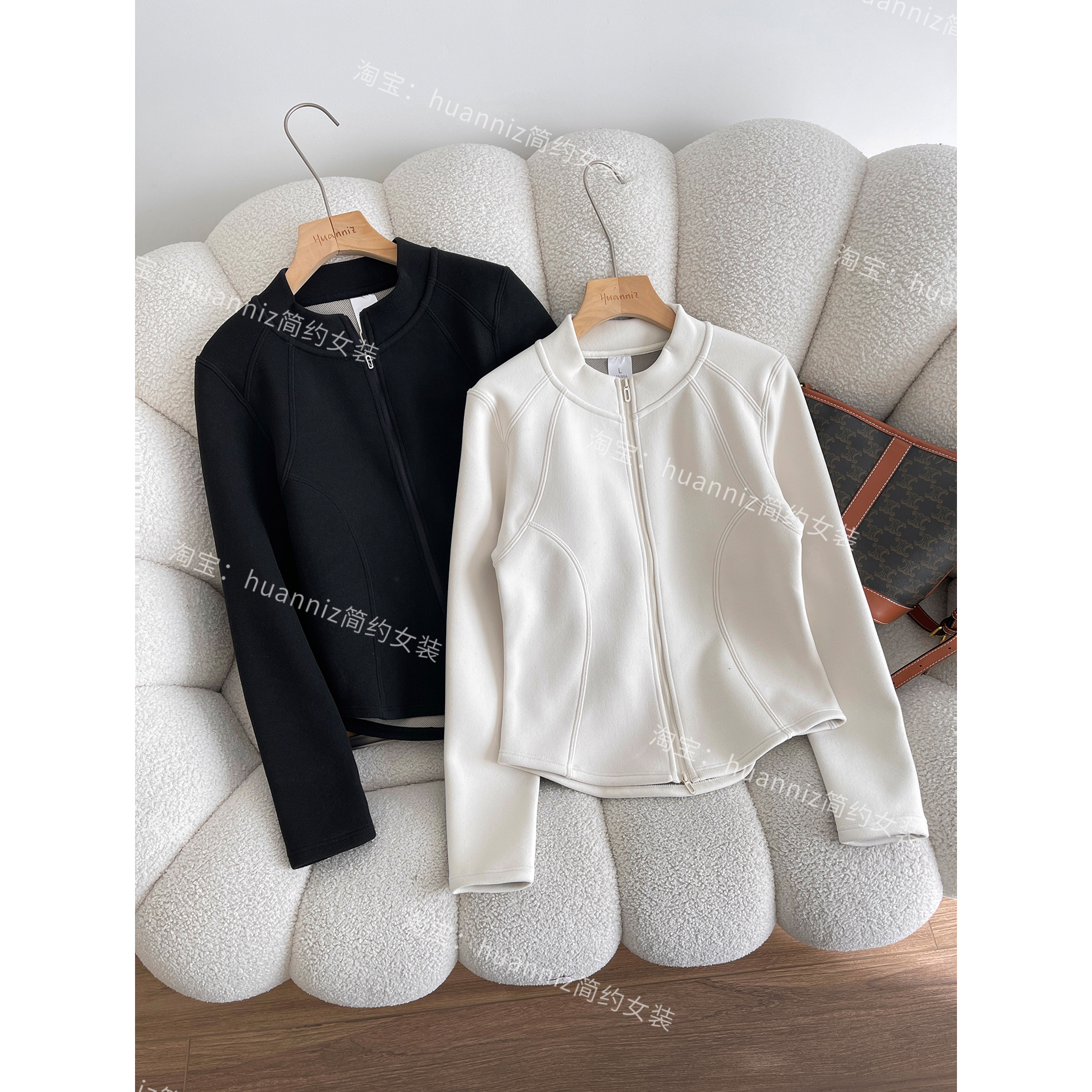 石墨烯德绒小蛮腰双拉链立领女士