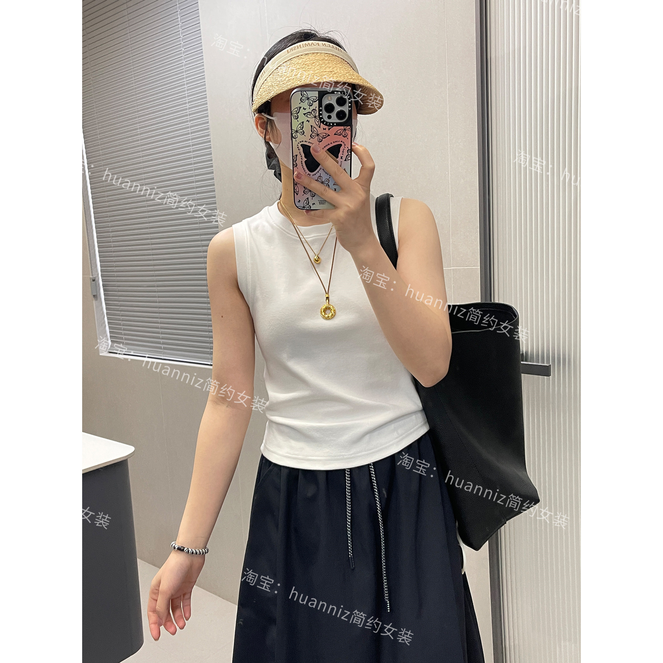 多色打底背心圆领宽肩带可外穿遮副乳夏季棉质修身短款无袖上衣女