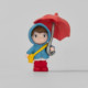 创意桌面小摆件公仔玩具 无聊了在下雨天看撑伞 小女孩 头号家