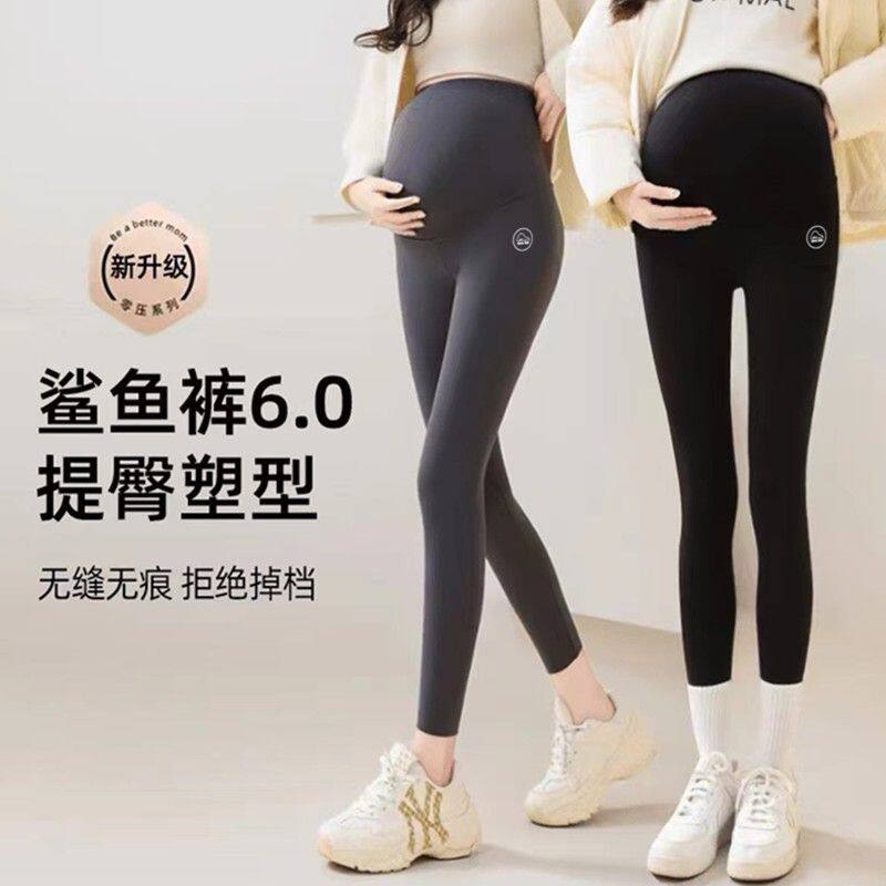 孕妇鲨鱼裤秋冬外穿打底裤加绒加厚休闲瑜伽保暖托腹裤子春秋冬装