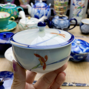 特价 大漏 香兰社金红兰花盖碗 福利出 高品