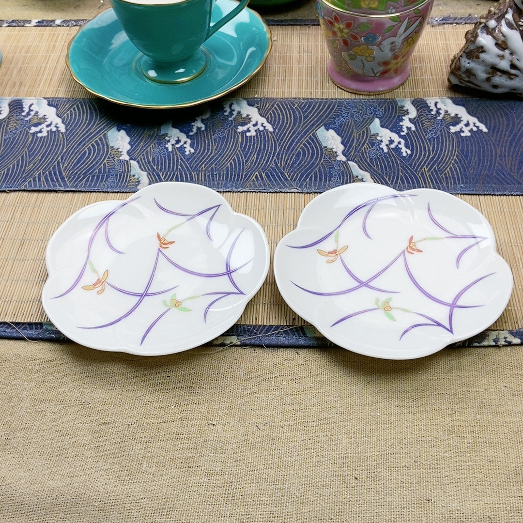 稀有款！福利出！香兰社金兰蓝叶梅型甜品盘杯垫微微牛毛痕,餐饮具,茶杯,淘宝优惠券,粉丝福利购,淘宝优惠卷