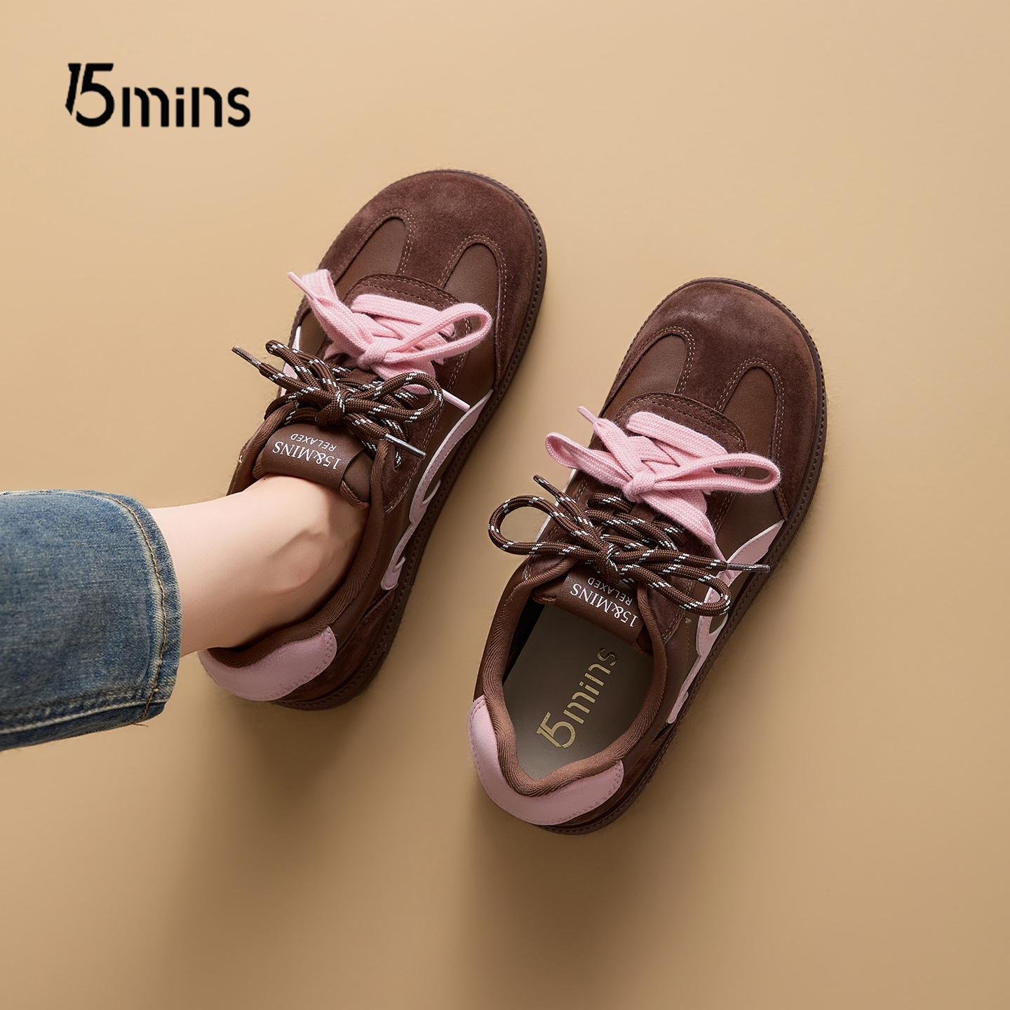 15mins爆款秋冬厚底板鞋女百搭