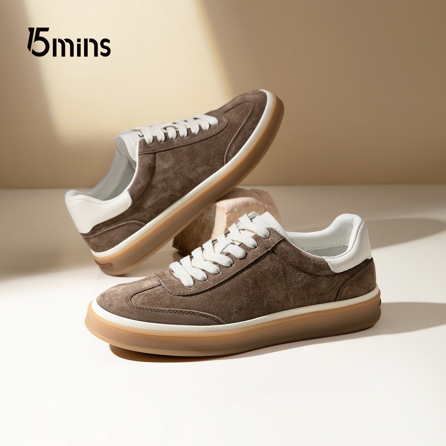 15mins男鞋2025秋季新款男士厚底防滑耐磨德训鞋低帮时尚休闲鞋男,流行男鞋,德训鞋,淘宝优惠券,粉丝福利购,淘宝优惠卷
