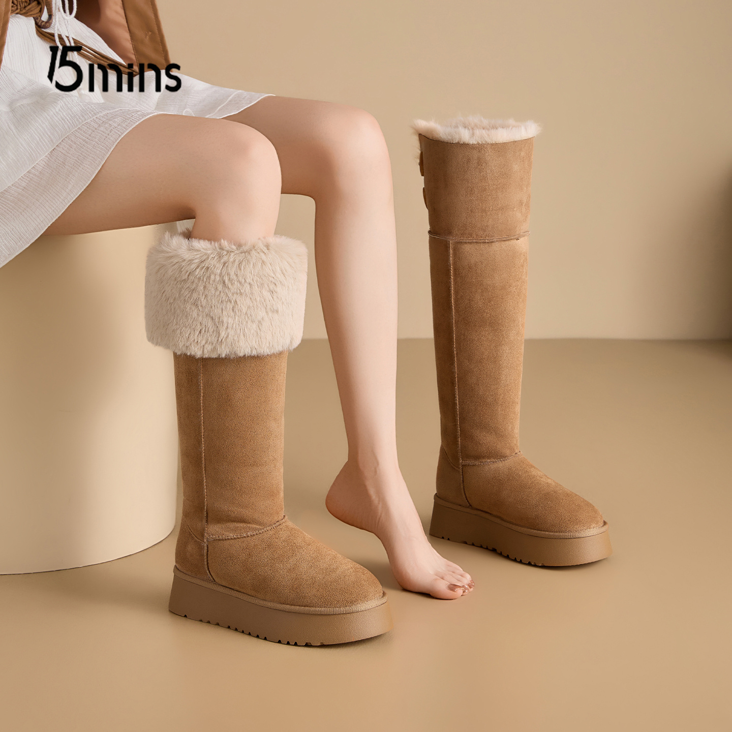 15mins长筒靴女冬季加绒加厚长靴
