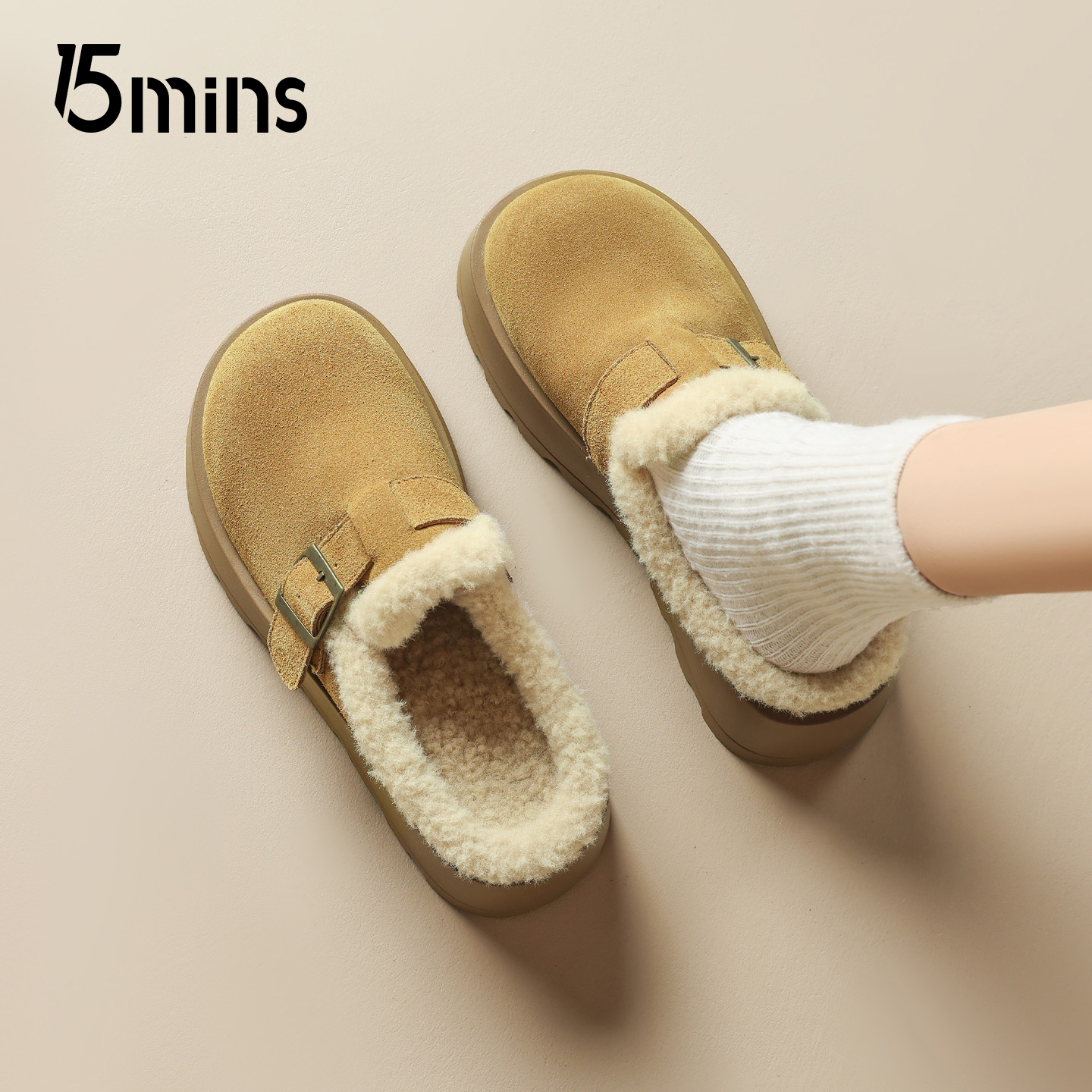 15mins厚底勃肯鞋女2025新款