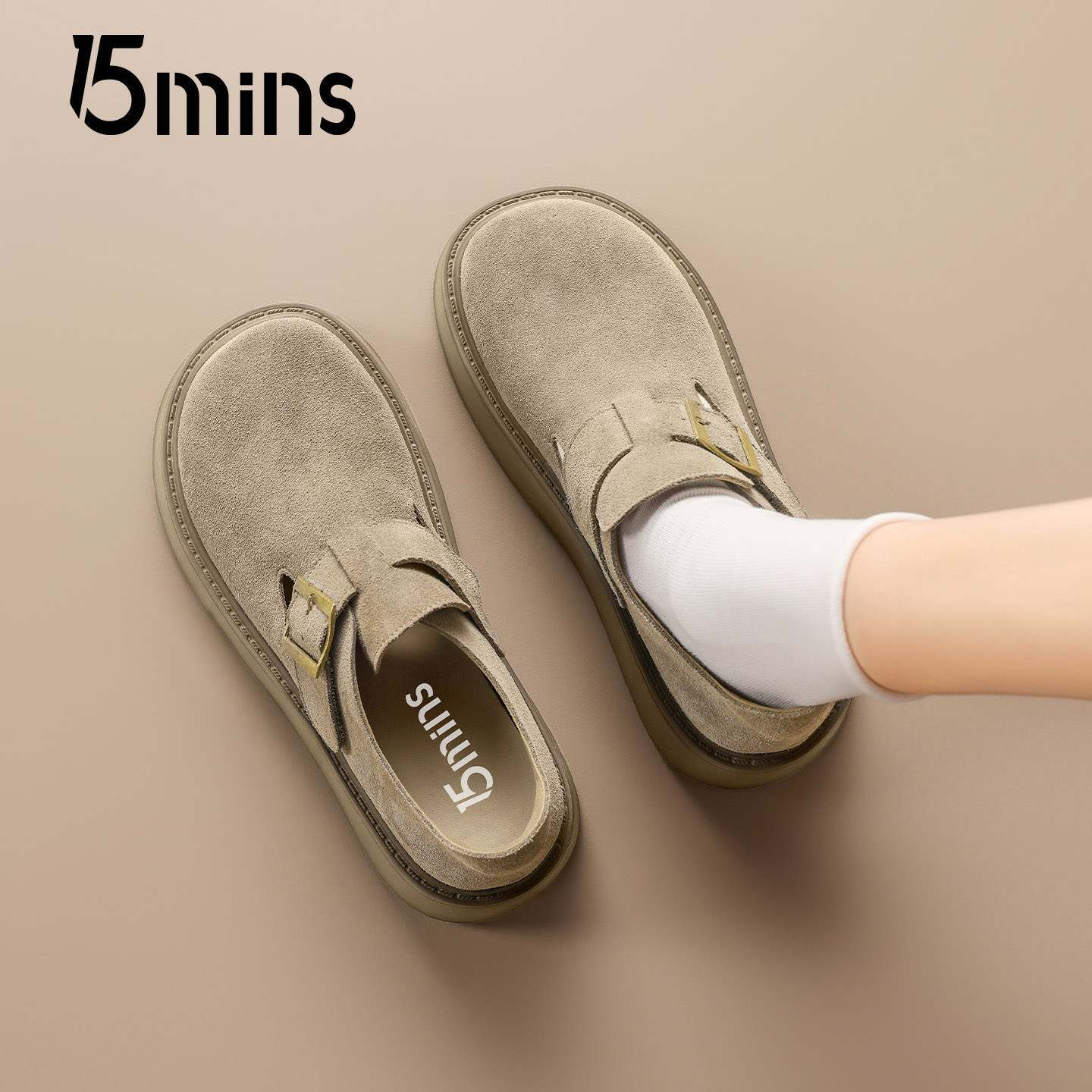 15mins大头勃肯鞋女2025秋冬新款简约舒适百搭厚底增高全包休闲鞋,女鞋,勃肯鞋/软木鞋,淘宝优惠券,粉丝福利购,淘宝优惠卷