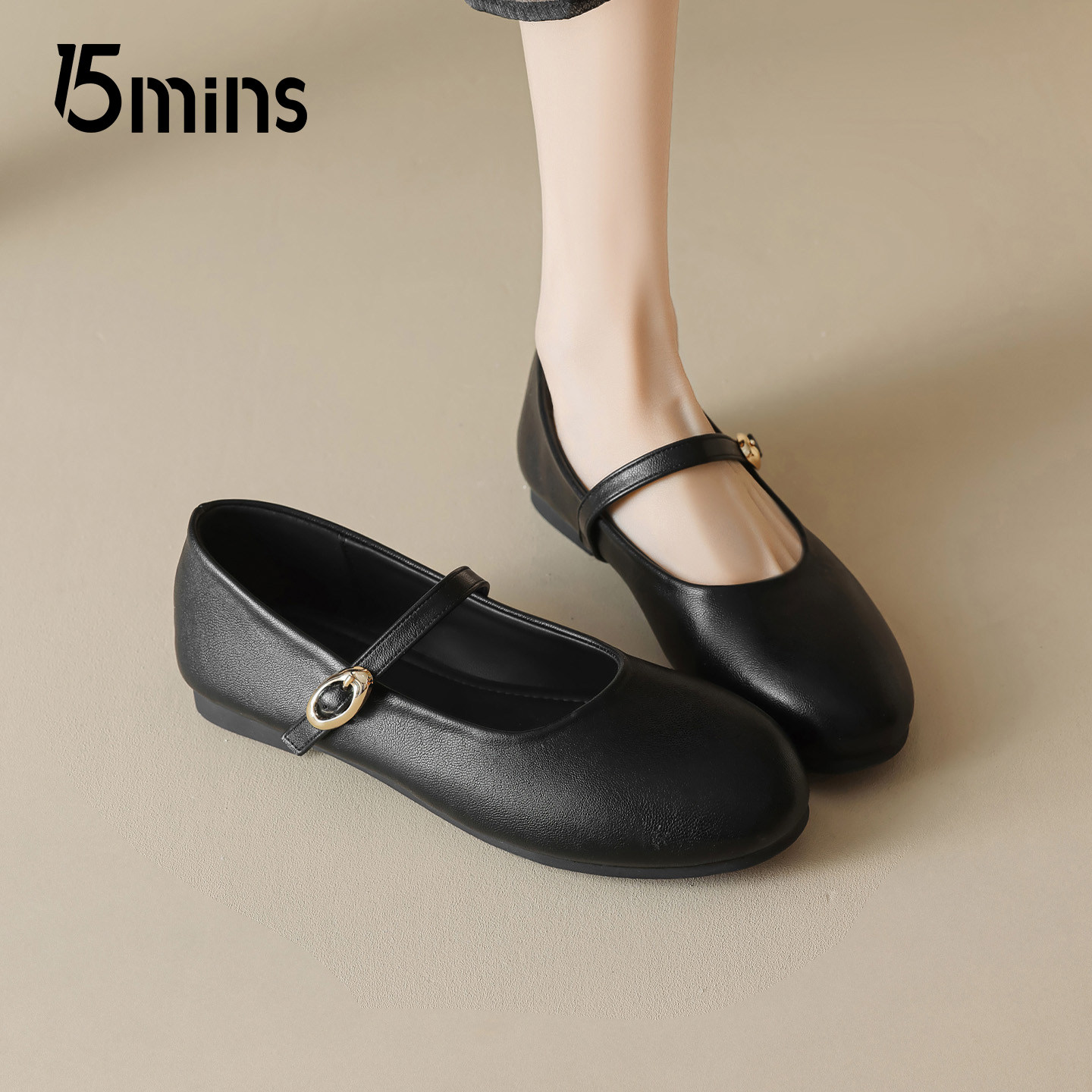 15mins黑色玛丽珍鞋女2026新款春季一字扣平底法式百搭芭蕾舞单鞋,女鞋,玛丽珍鞋,淘宝优惠券,粉丝福利购,淘宝优惠卷