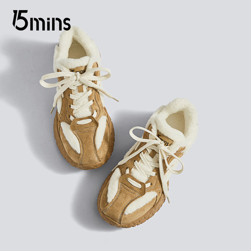 15mins加绒德训鞋女2025新款秋冬