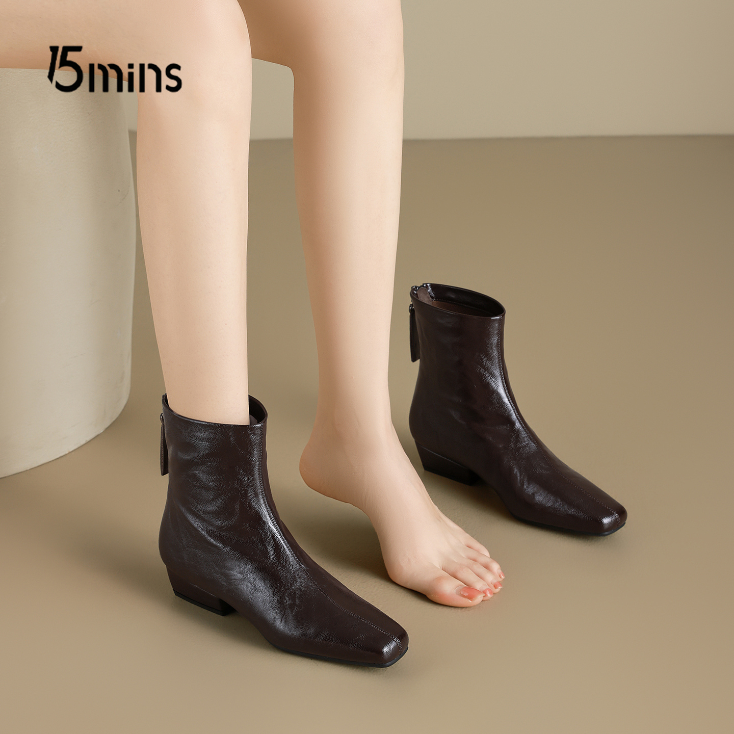 15mins25新款秋冬舒适切尔西短靴