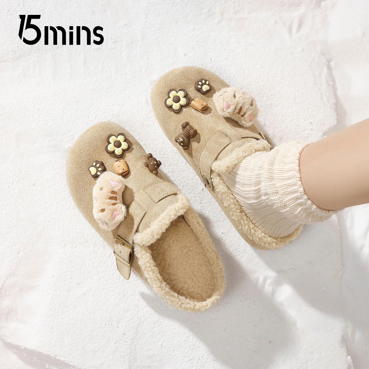 15mins厚底勃肯鞋女2025冬季新款