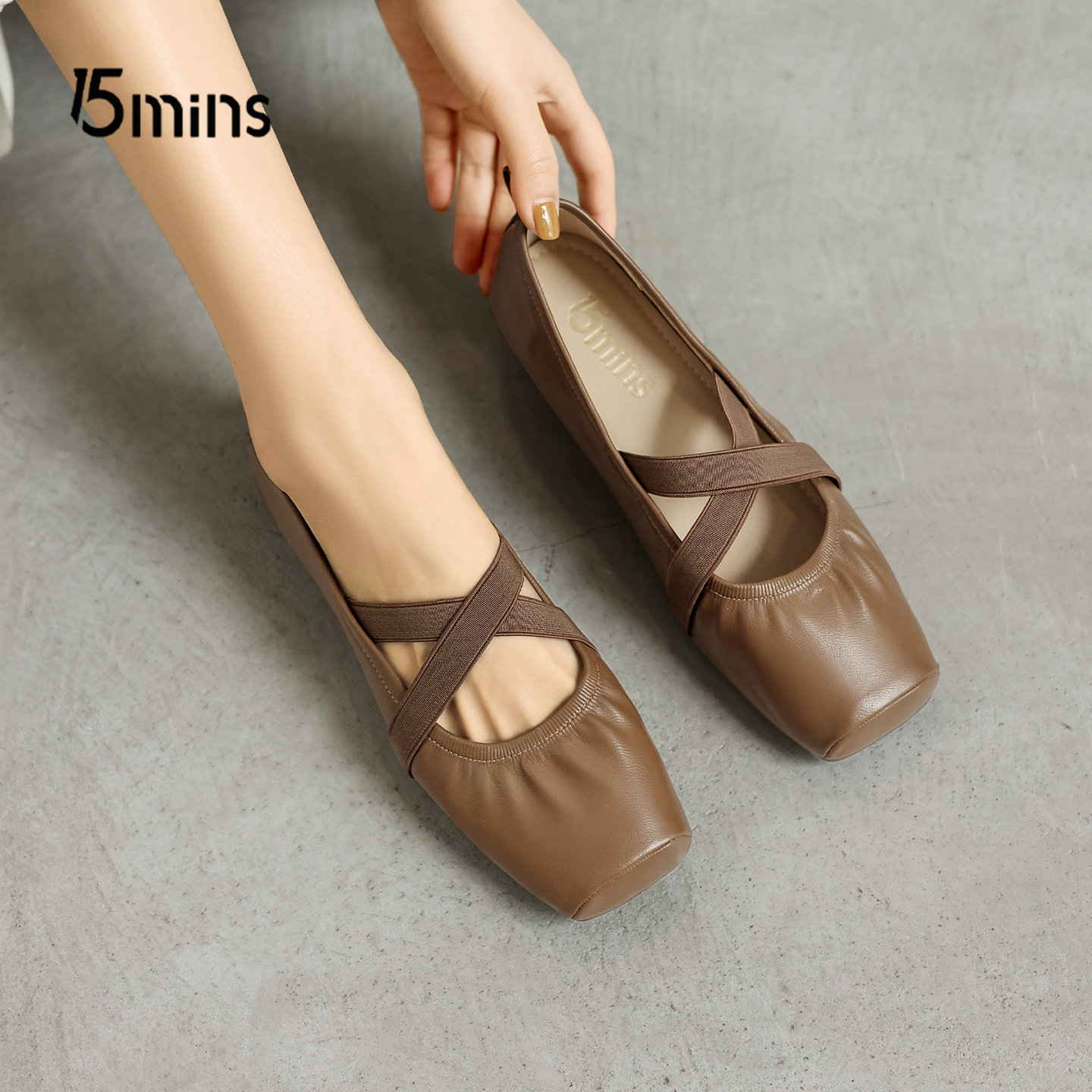 15mins浅口交叉带玛丽珍鞋女款2026新款春季方头芭蕾舞鞋平底单鞋,女鞋,玛丽珍鞋,淘宝优惠券,粉丝福利购,淘宝优惠卷