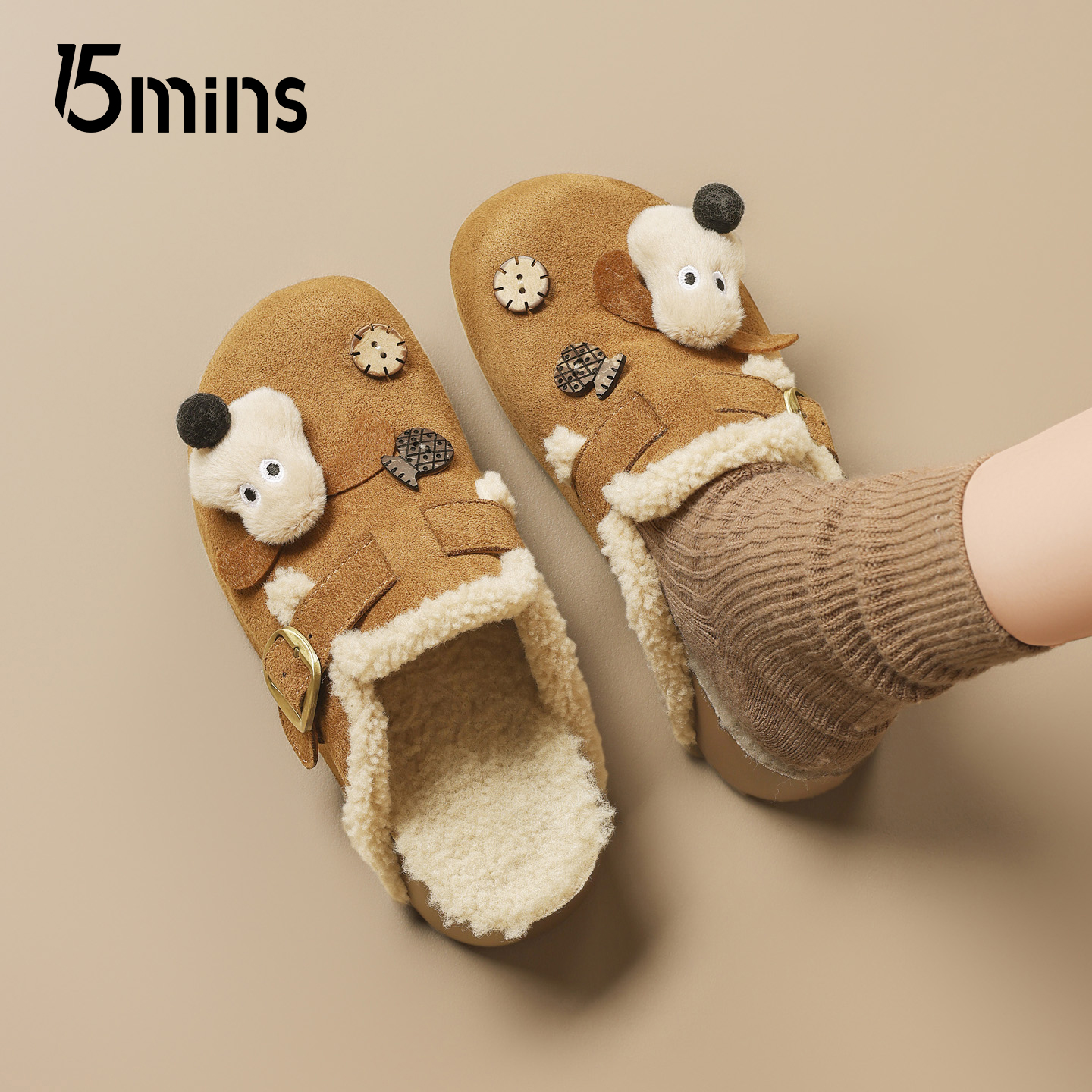 15mins勃肯鞋女2025新款冬季厚底