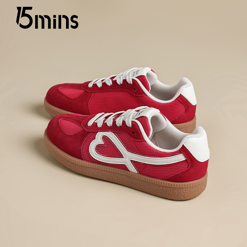 15mins爱心桃桃~红色复古德训鞋